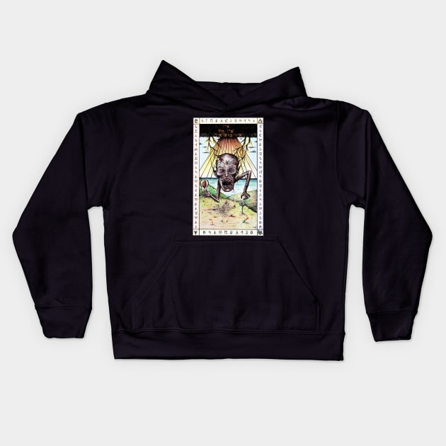 Wretched Fool Horror Card Kids Hoodie by thealchemistdru